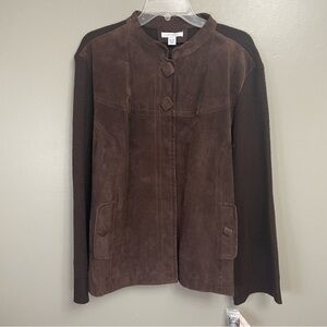 NWT Dressbarn‎ Woman suede brown jacket sweater sleeves 18/20 plus size